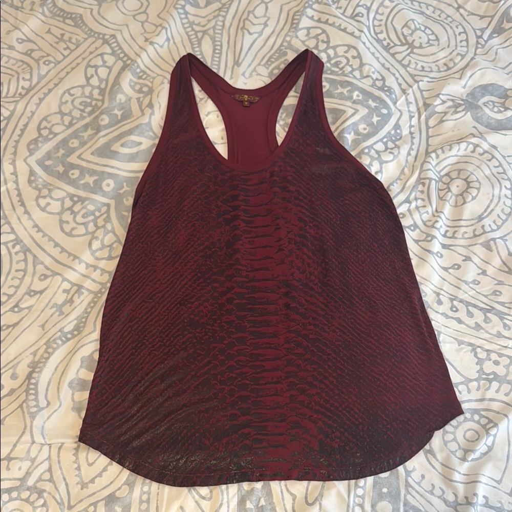 7 For All Mankind Burgundy Snake Print Tank Top
